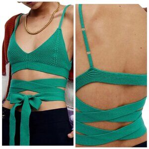 For Love & Lemons Joan Knit Wrap Cami 1X NWT Green
